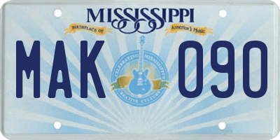 MS license plate MAK090