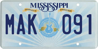 MS license plate MAK091