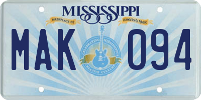MS license plate MAK094