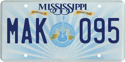 MS license plate MAK095