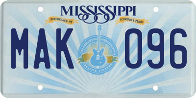 MS license plate MAK096