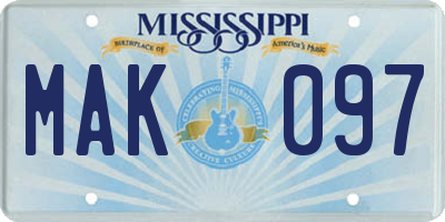 MS license plate MAK097