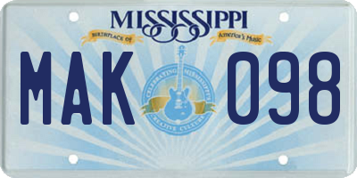 MS license plate MAK098