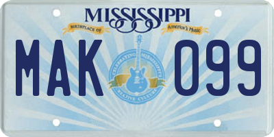 MS license plate MAK099