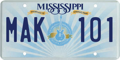 MS license plate MAK101
