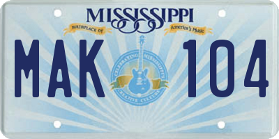 MS license plate MAK104