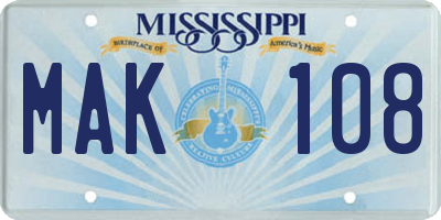 MS license plate MAK108