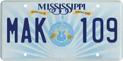 MS license plate MAK109
