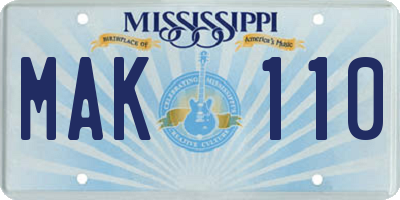 MS license plate MAK110