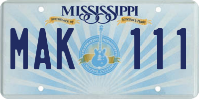 MS license plate MAK111