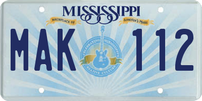 MS license plate MAK112