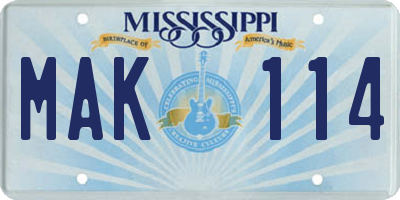 MS license plate MAK114