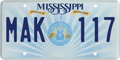 MS license plate MAK117
