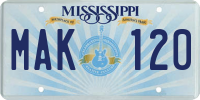MS license plate MAK120