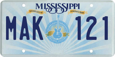 MS license plate MAK121