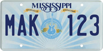 MS license plate MAK123