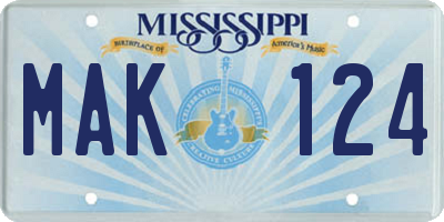 MS license plate MAK124