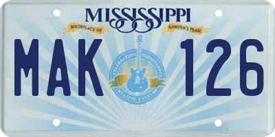 MS license plate MAK126