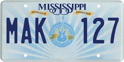 MS license plate MAK127