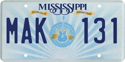 MS license plate MAK131