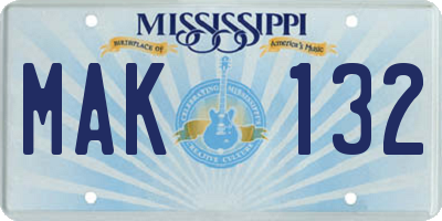 MS license plate MAK132