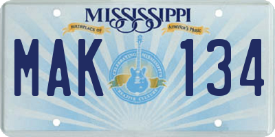 MS license plate MAK134
