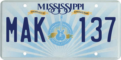 MS license plate MAK137
