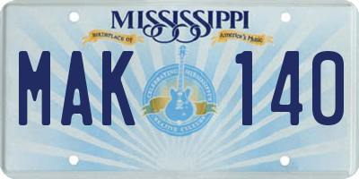 MS license plate MAK140