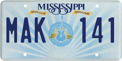 MS license plate MAK141