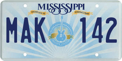 MS license plate MAK142