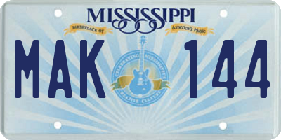 MS license plate MAK144