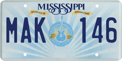 MS license plate MAK146