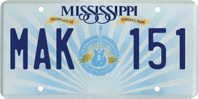 MS license plate MAK151
