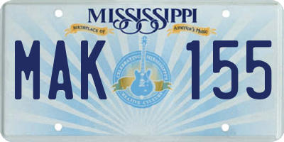 MS license plate MAK155