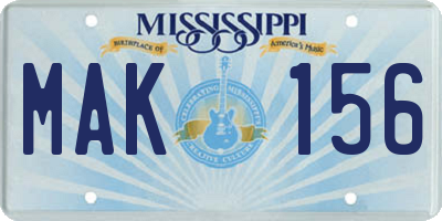 MS license plate MAK156