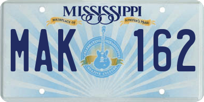 MS license plate MAK162