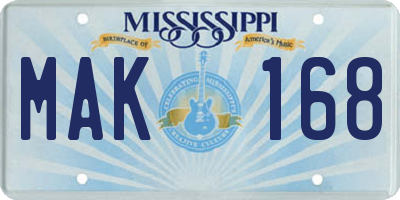 MS license plate MAK168