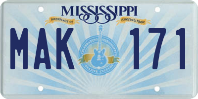 MS license plate MAK171