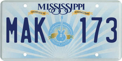 MS license plate MAK173
