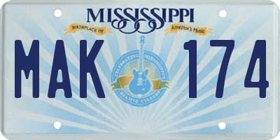 MS license plate MAK174