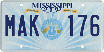 MS license plate MAK176