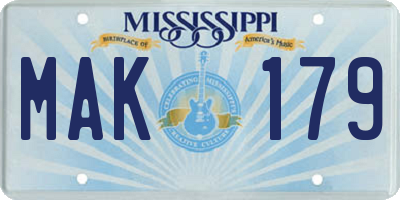 MS license plate MAK179