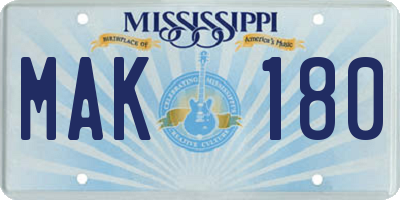 MS license plate MAK180