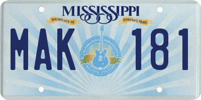 MS license plate MAK181