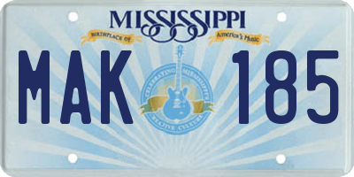 MS license plate MAK185