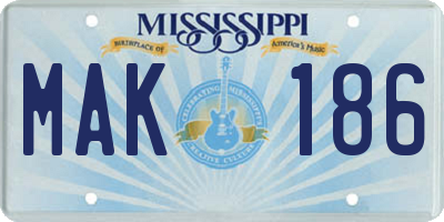 MS license plate MAK186