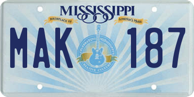 MS license plate MAK187