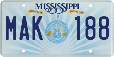 MS license plate MAK188