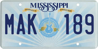 MS license plate MAK189