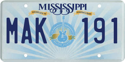 MS license plate MAK191